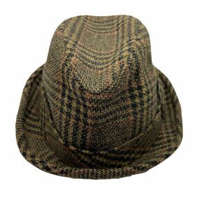 Fedora Hat Grandpa Chic Vintage Mens Multicolor American Wool Plaid  size 7-3/8